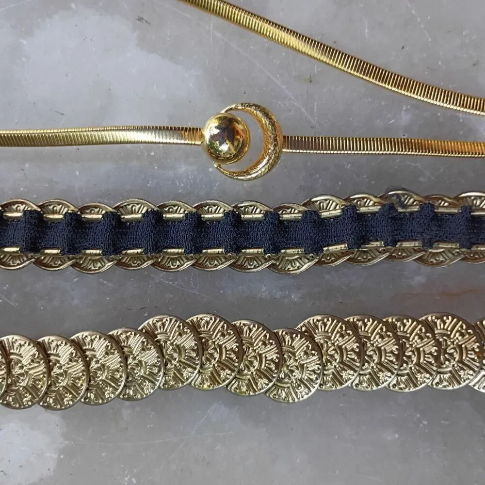 2 retro ladies gold-tone metal belts